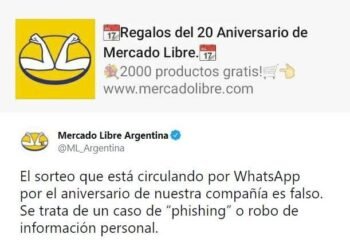 Estafa por WhatsApp: el falso mensaje viral que ofrece productos gratis por el aniversario de Mercado Libre