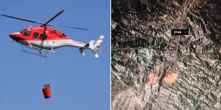 Incendios en San Juan: sobrevuelan la zona del cerro Pie de Palo