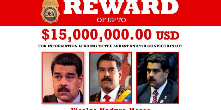 Estados Unidos mantiene vigente la recompensa de 15 millones de dólares por la captura del dictador Nicolás Maduro
